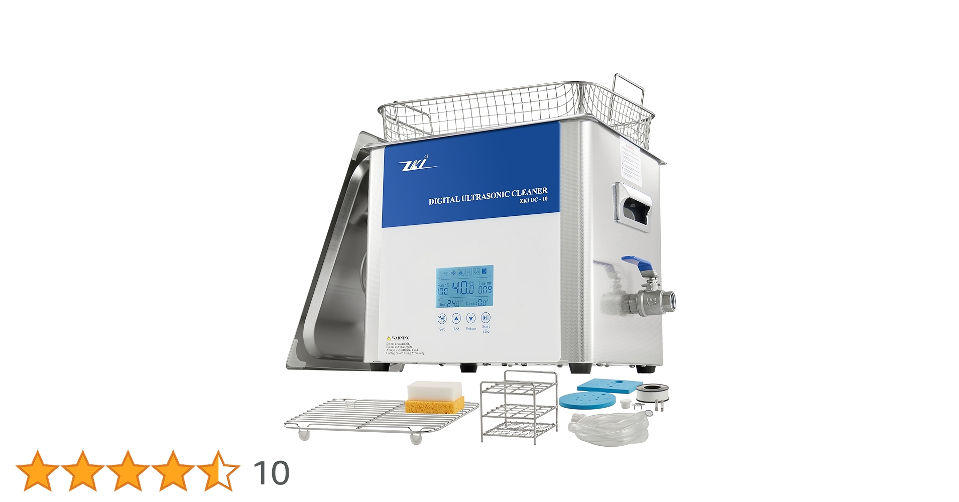 Amazon | ZKI 10L 超音波洗浄器 600W 加熱・強度・時間調整可 脱気